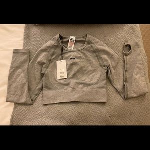 Gymshark Flex Crop Top - Light Grey Marl - Medium